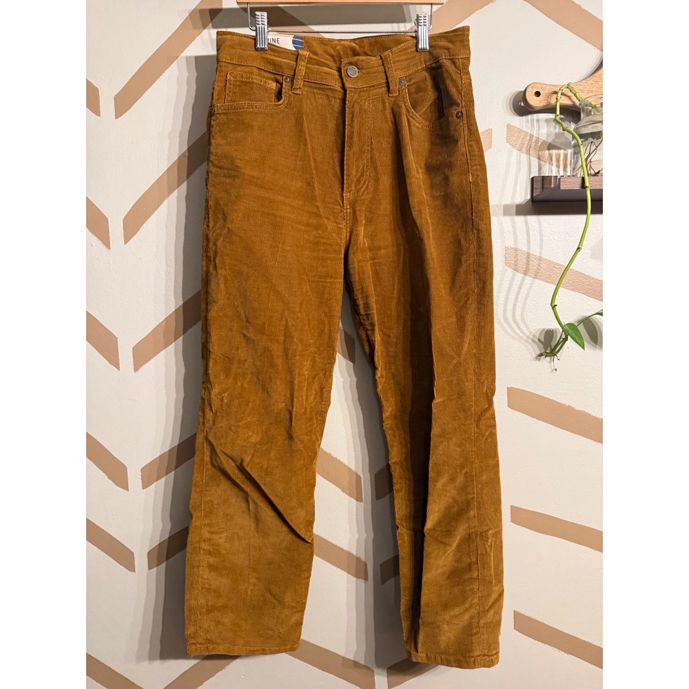 Marine Layer Vintage Straight Pants Womens 27 Brown Mustard Corduroy High Rise